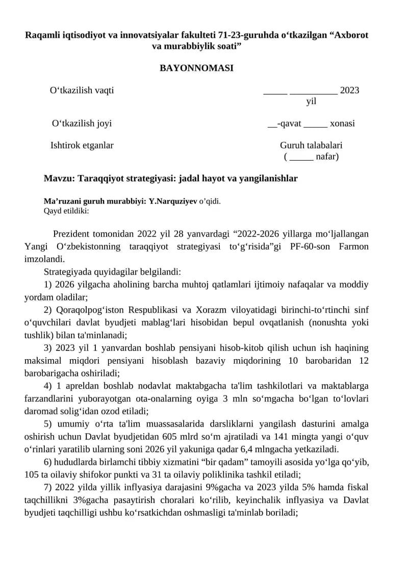 Axborot va murabbiylik soati