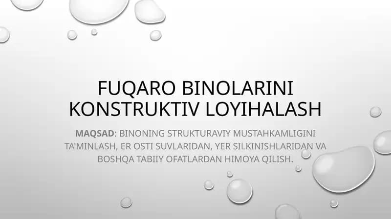 Fuqaro binolarini konstruktiv loyihalash