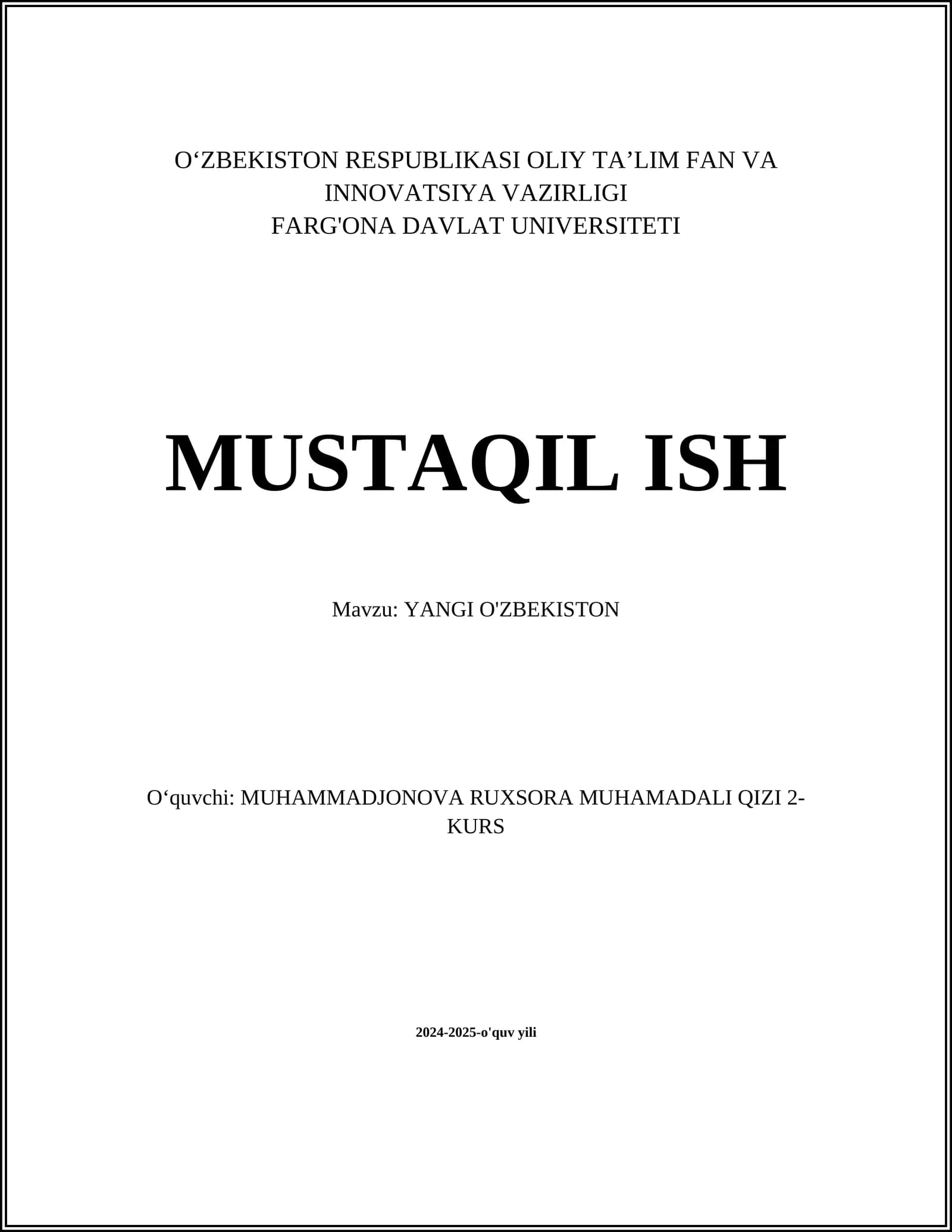 YANGI O'ZBEKISTON