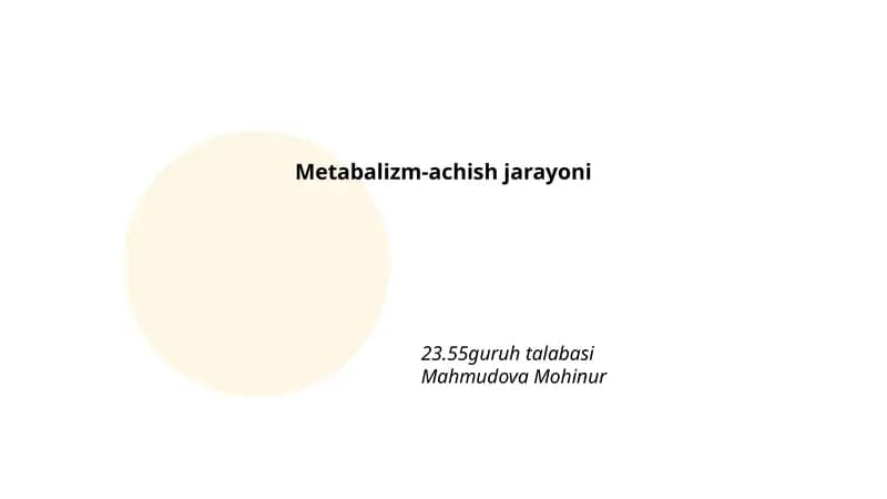 Metabalizm-achish jarayoni