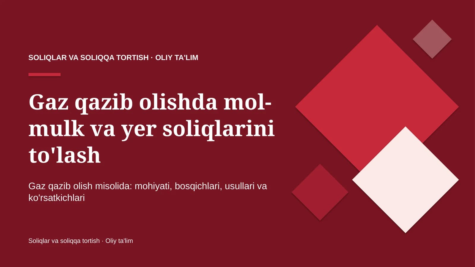 Gaz qazib olishda mol-mulk va yer soliqlarini to'lash