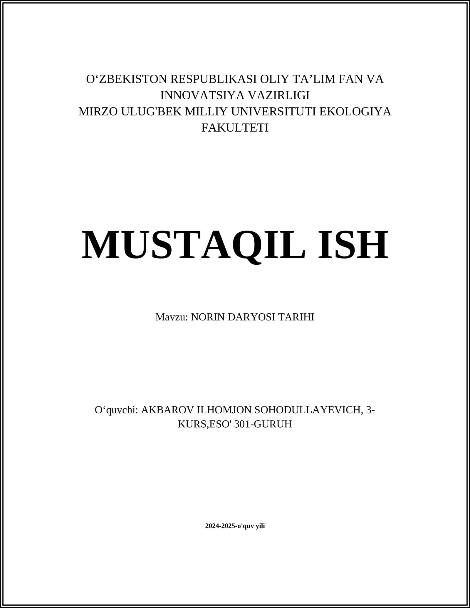 NORIN DARYOSI TARIHI
