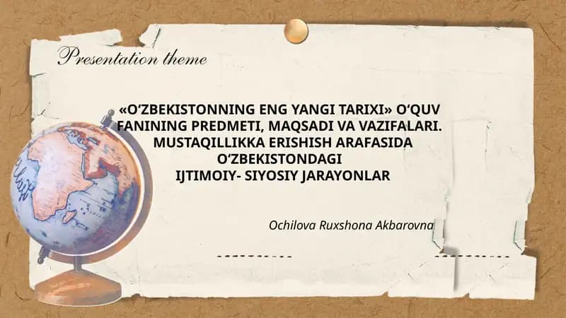 O‘ZBEKISTONNING ENG YANGI TARIXI
