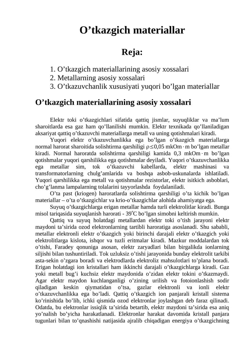 O’tkazgich materiallar