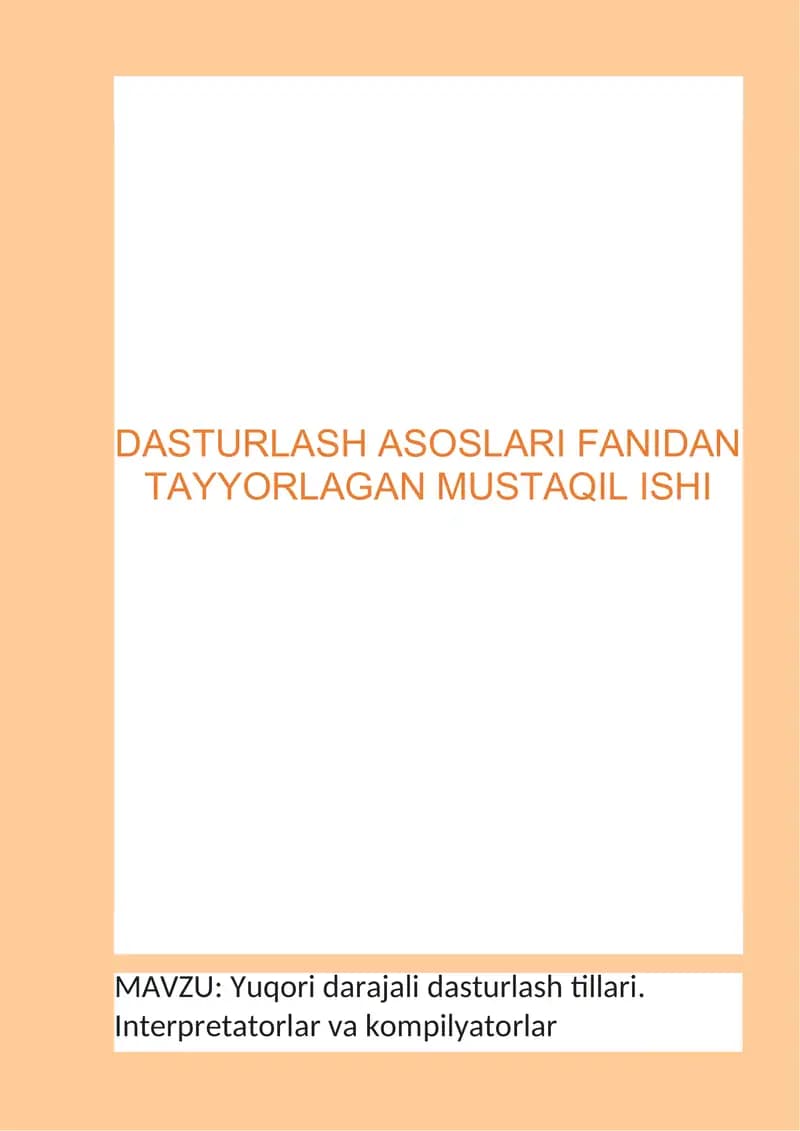Yuqori darajali dasturlash tillari