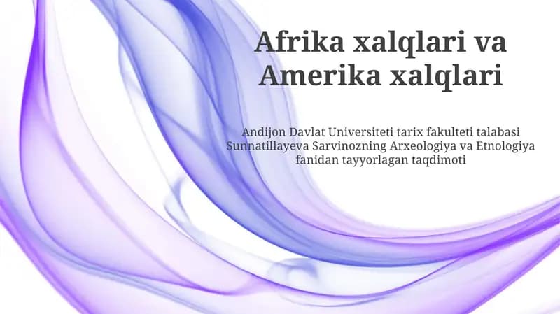Afrika xalqlari va Amerika xalqlari