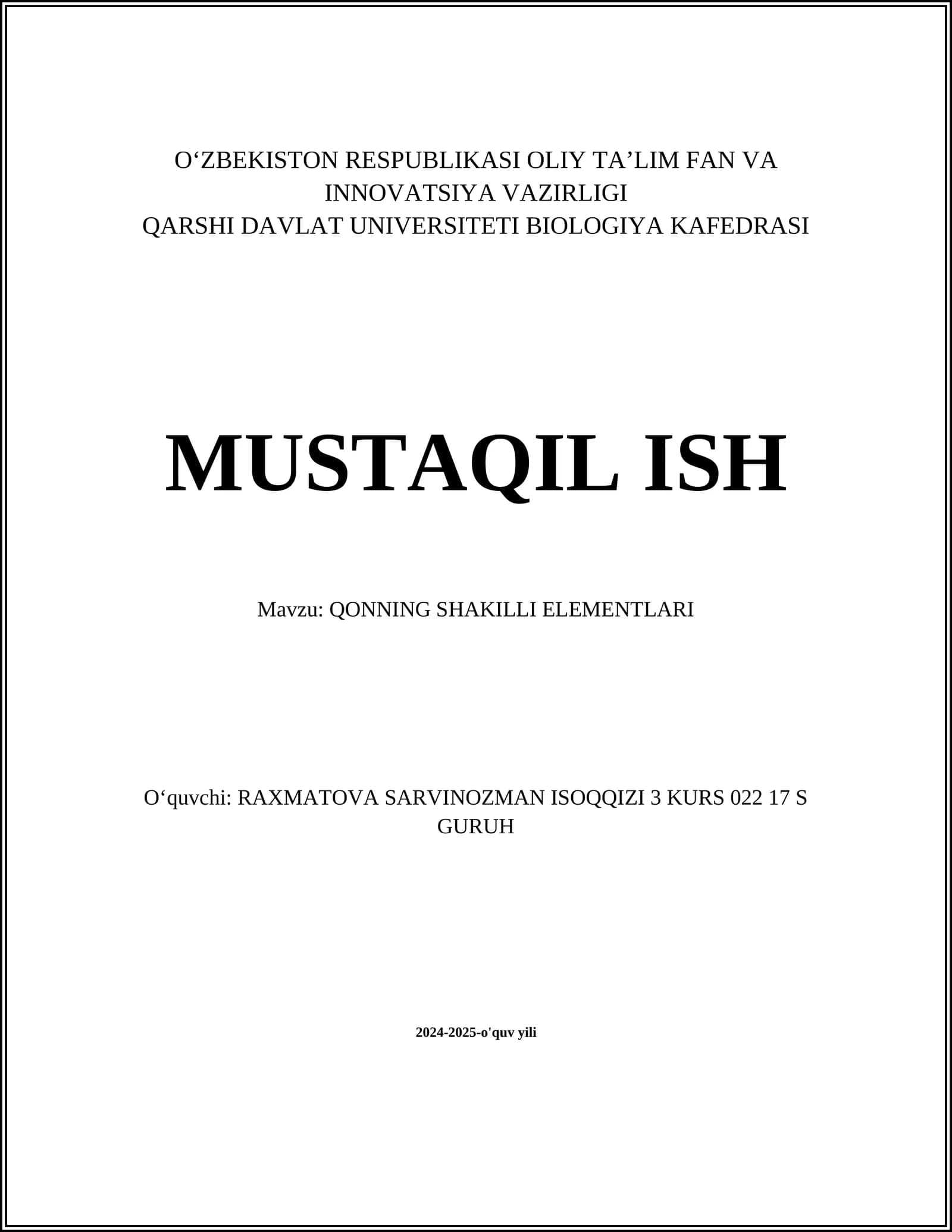 Qonning shakill elementlari