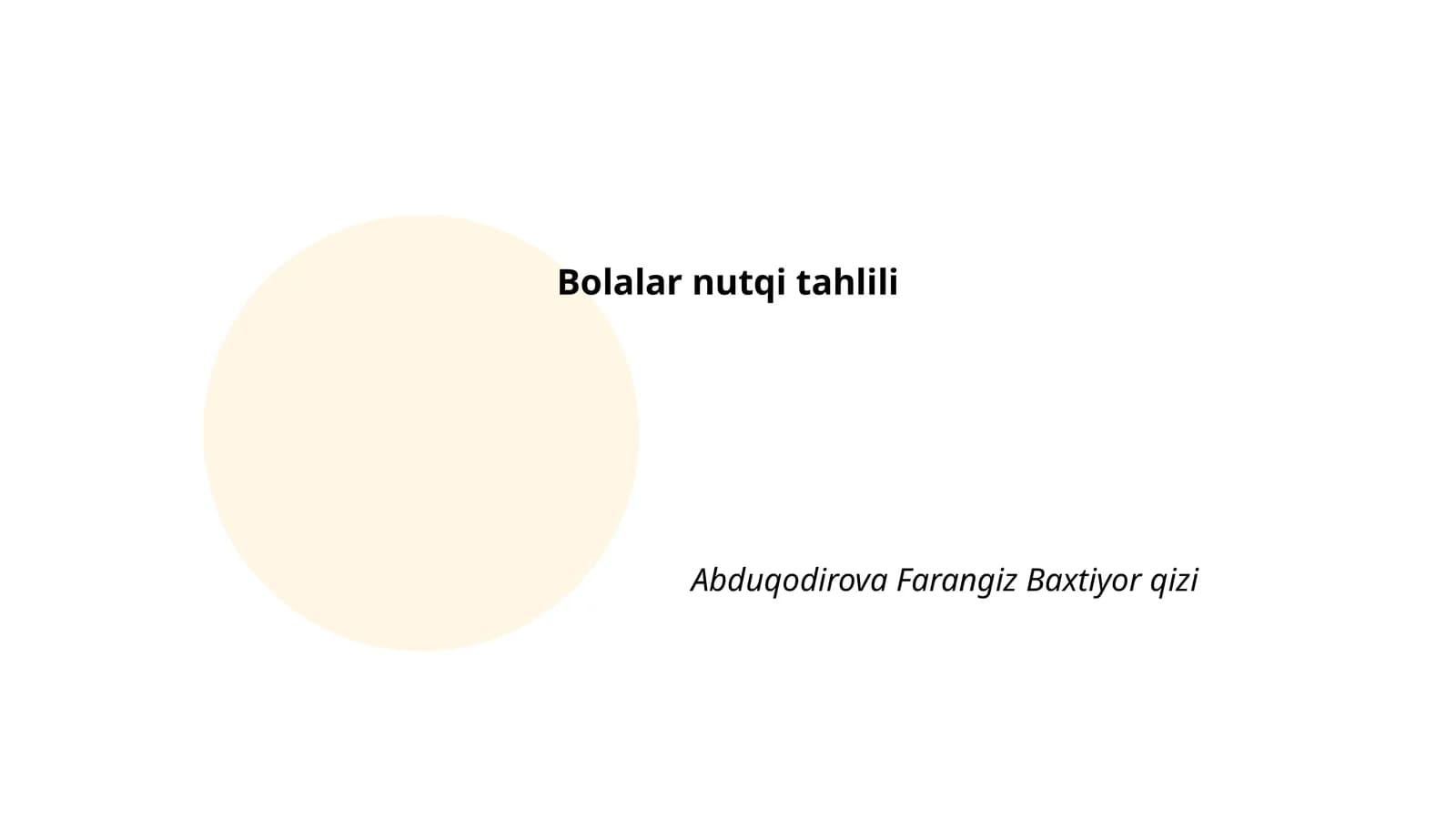 Bolalar nutqi tahlili