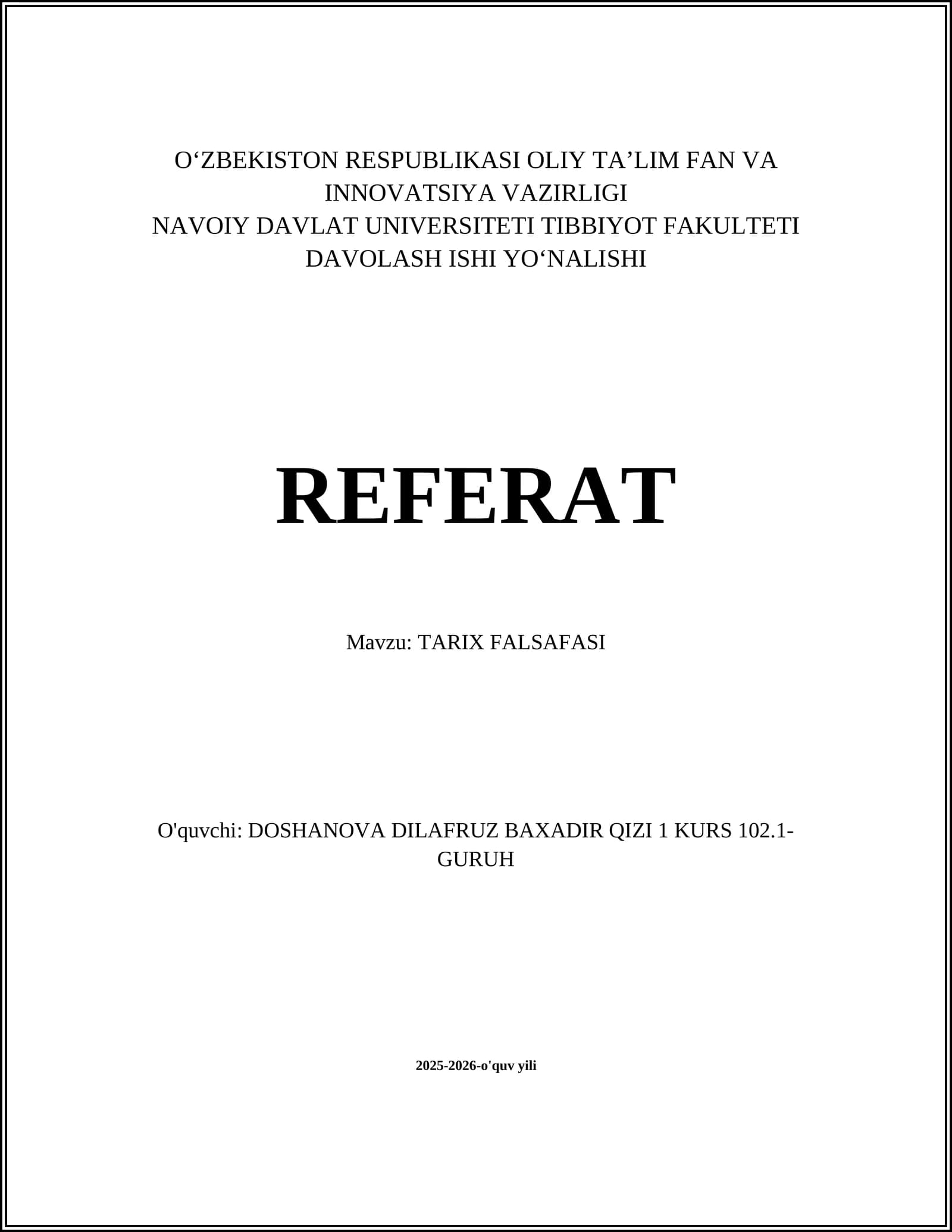 TARIX FALSAFASI