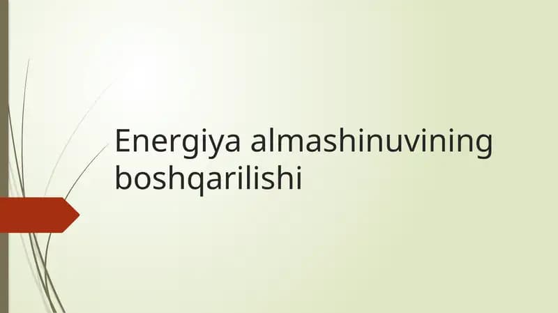 Energiya almashinuvining boshqarilishi