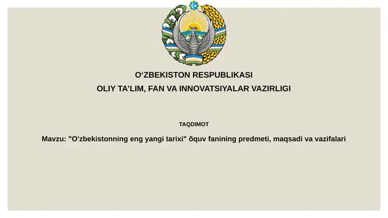 O'zbekistonning eng yangi tarixi
