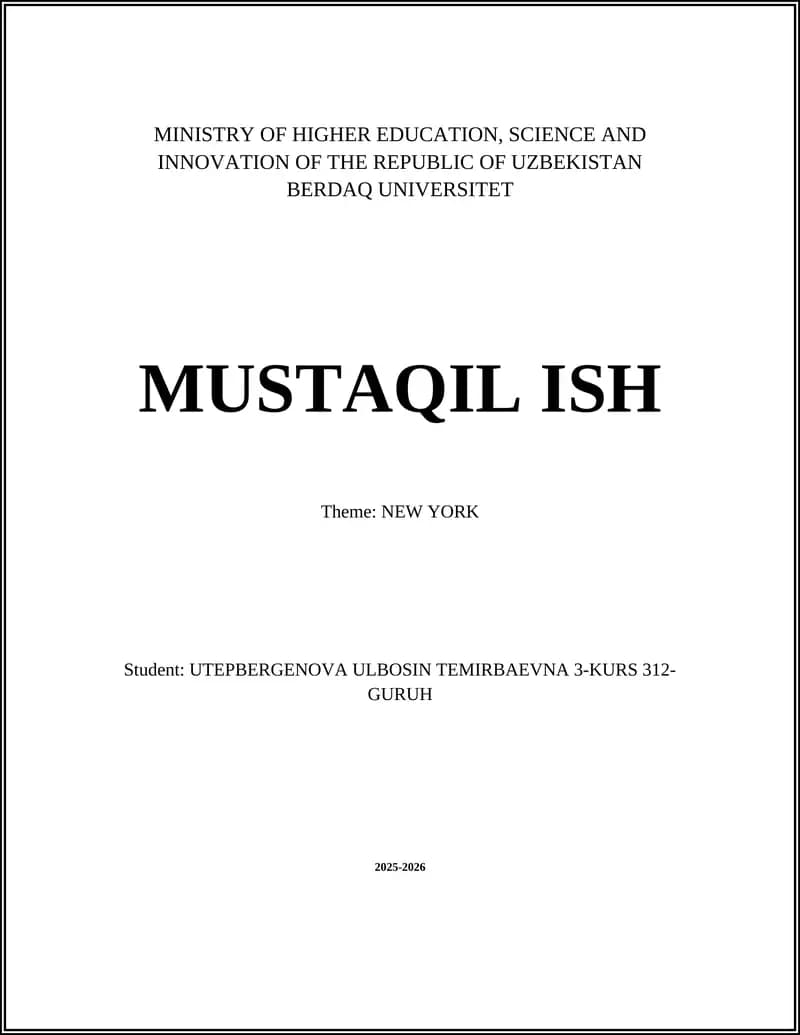 MUSTAQIL ISH BERDAQ UNIVERSITET