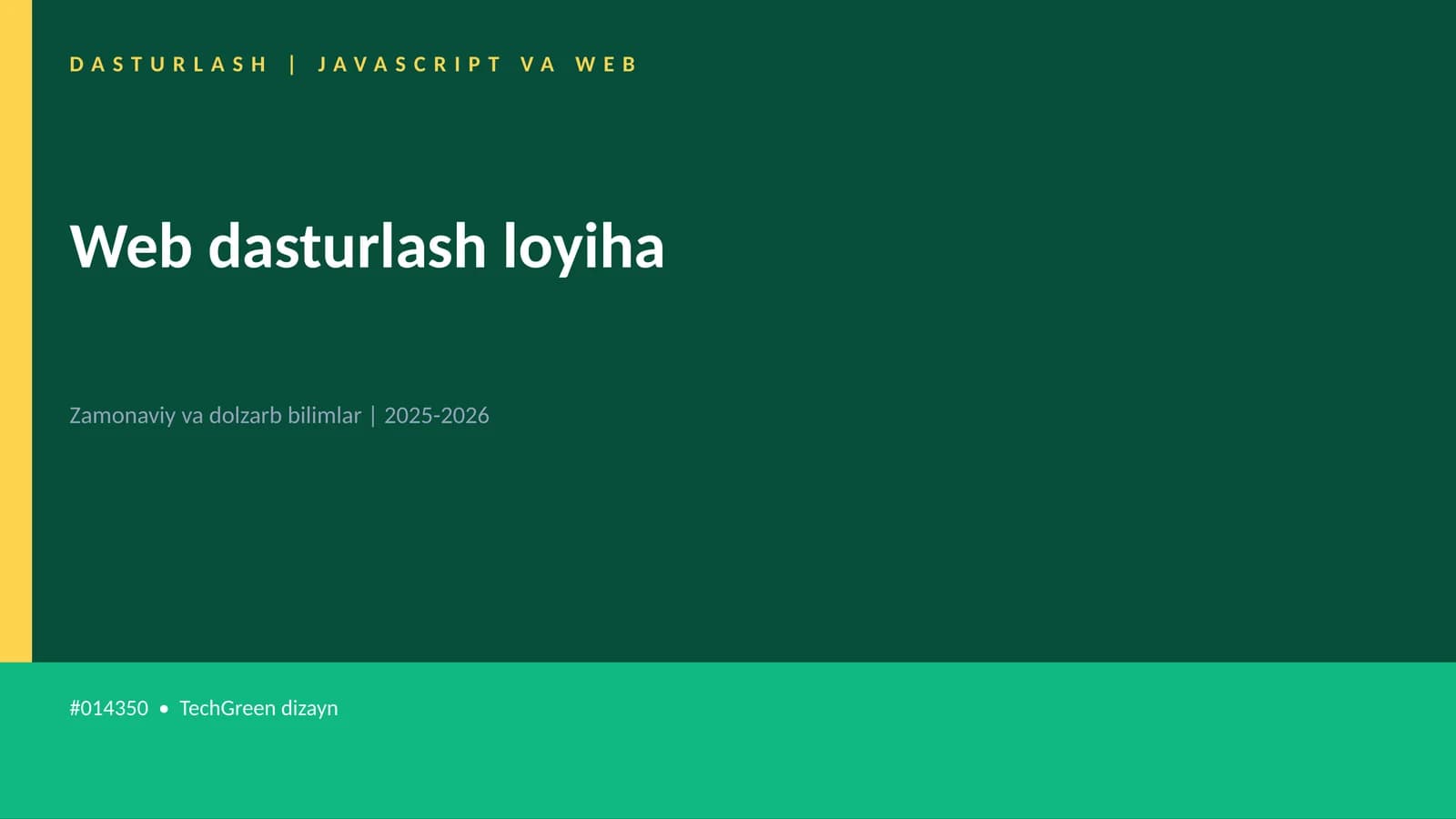 DASTURLASH | JAVASCRIPT VA WEB