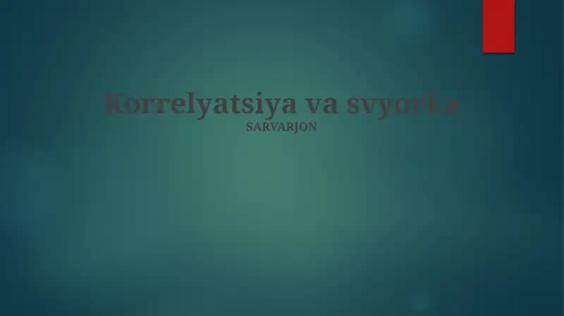 Korrelyatsiya va svyorka