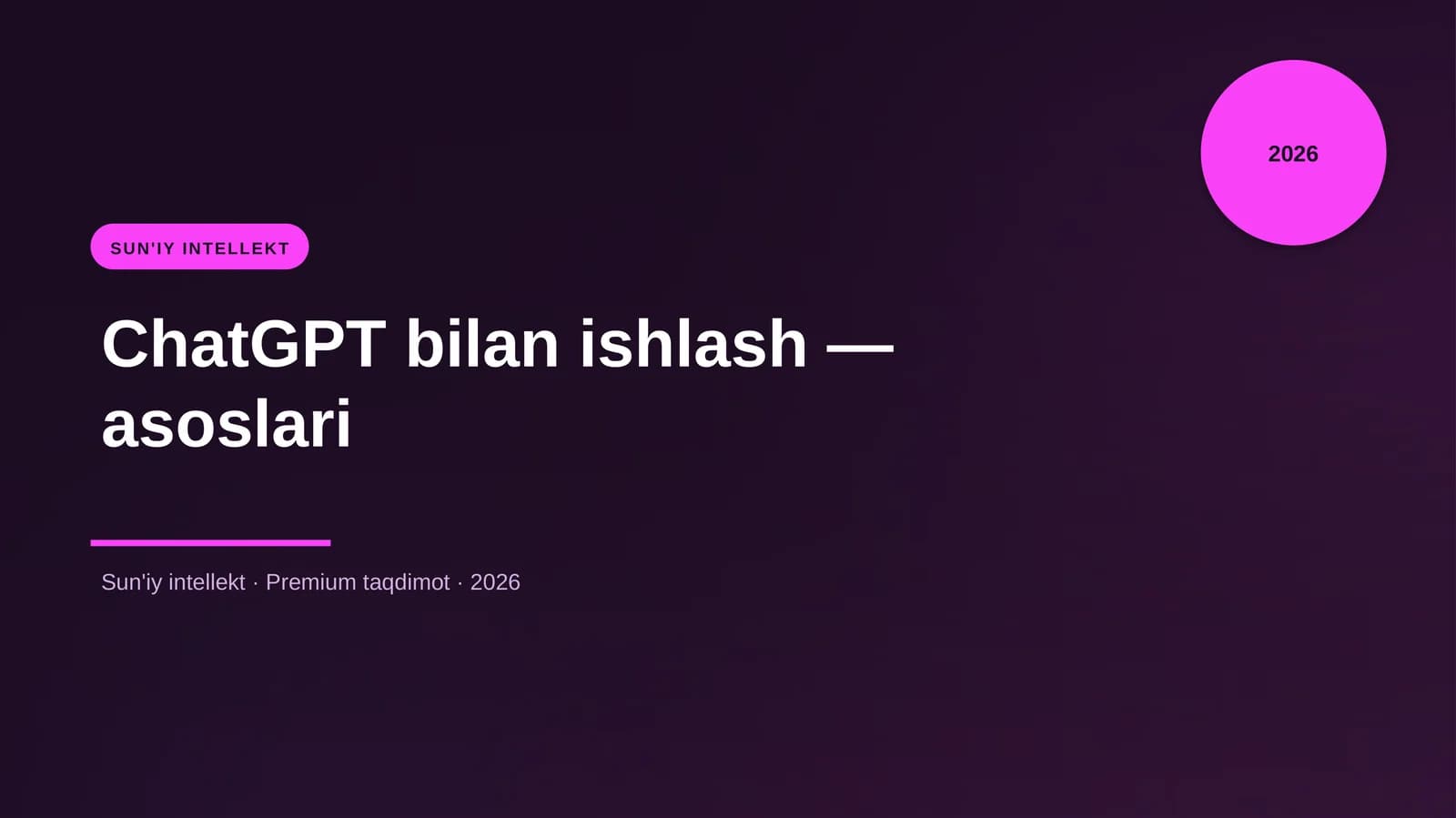 ChatGPT bilan ishlash — asoslari