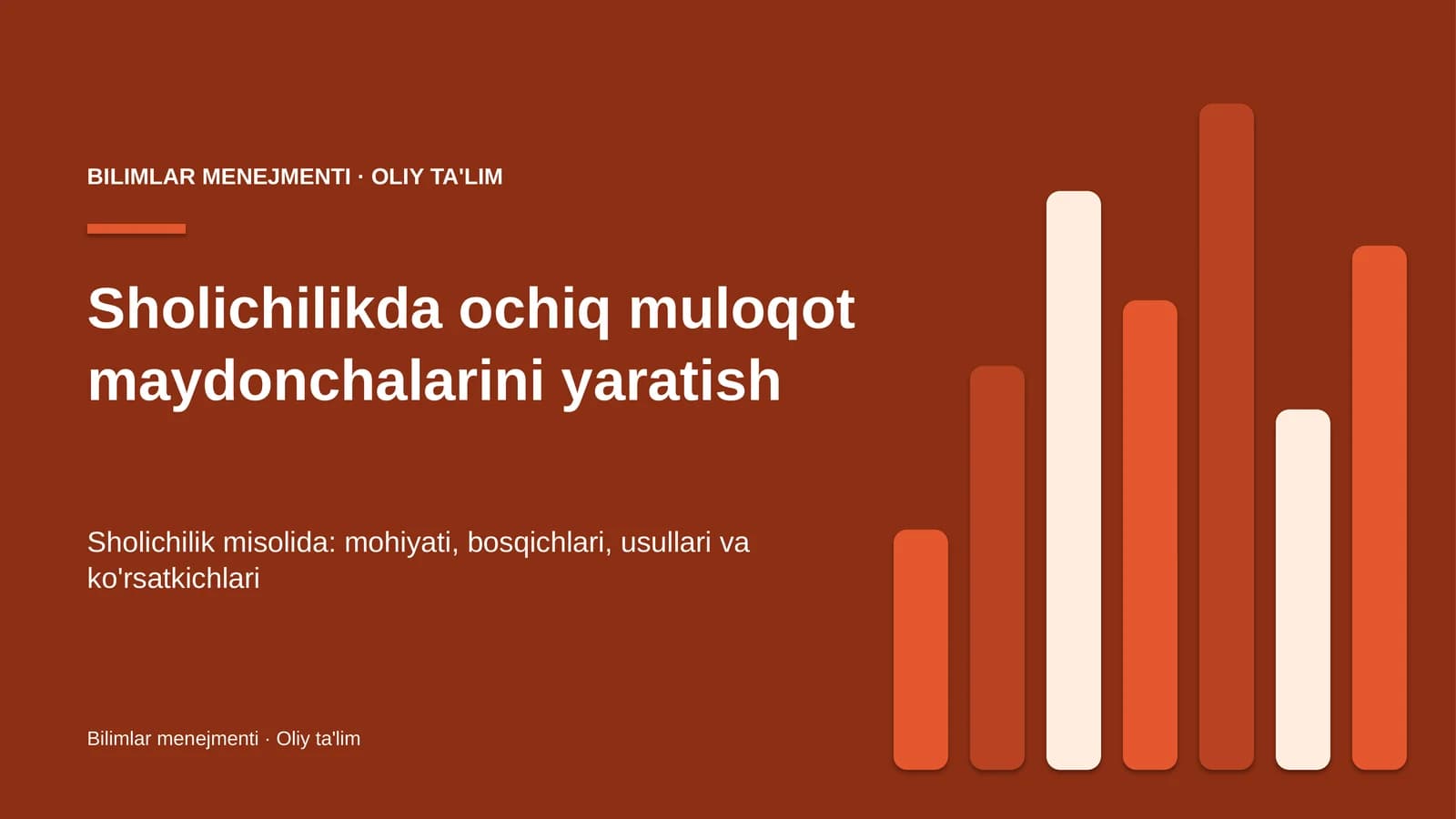 Sholichilikda ochiq muloqot maydonchalarini yaratish
