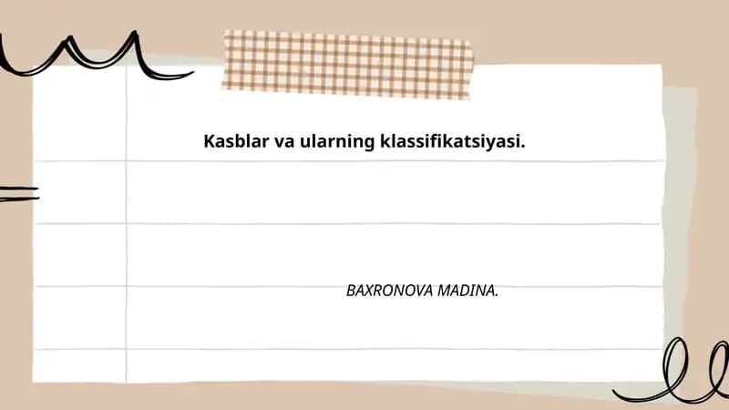 Kasblar va ularning klassifikatsiyasi
