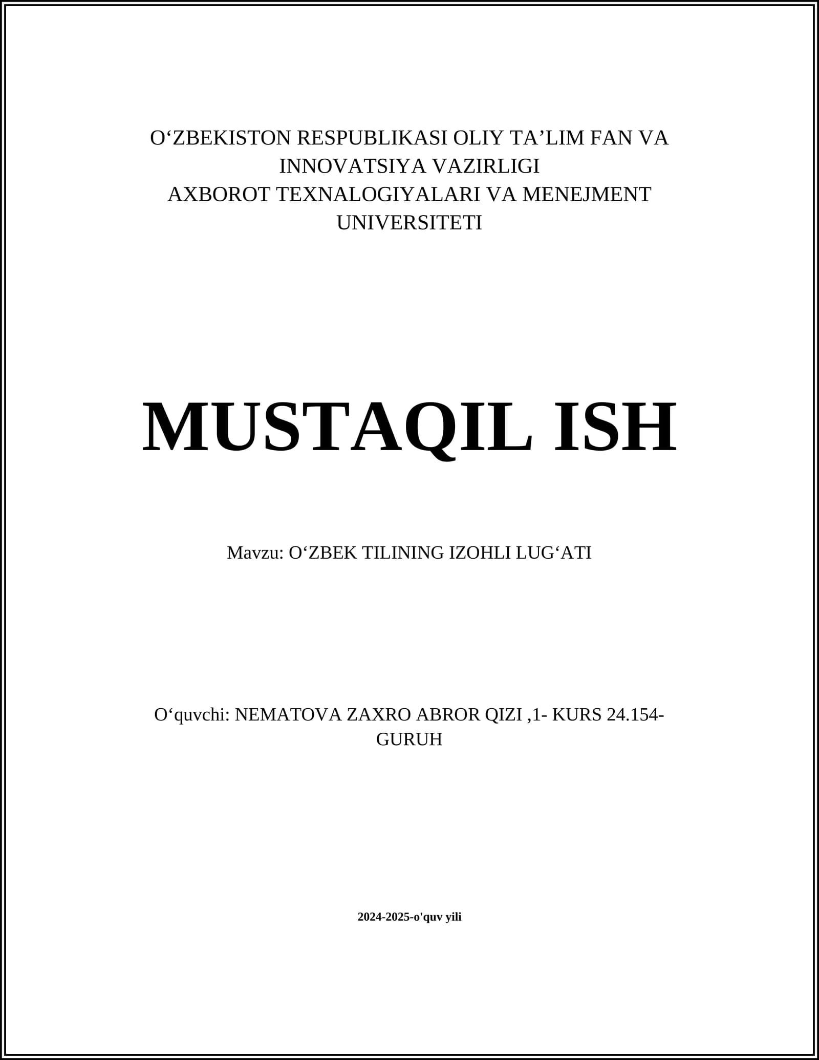 OʻZBEK TILINING IZOHLI LUGʻATI