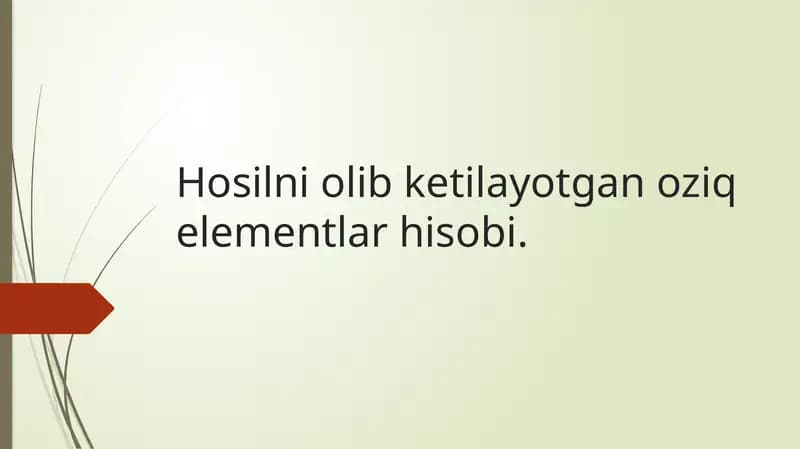 Oziq elementlar hisobi