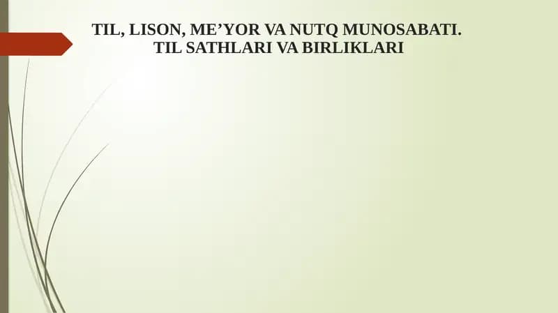 TIL, LISON, ME’YOR VA NUTQ MUNOSABATI. TIL SATHLARI VA BIRLIКLARI