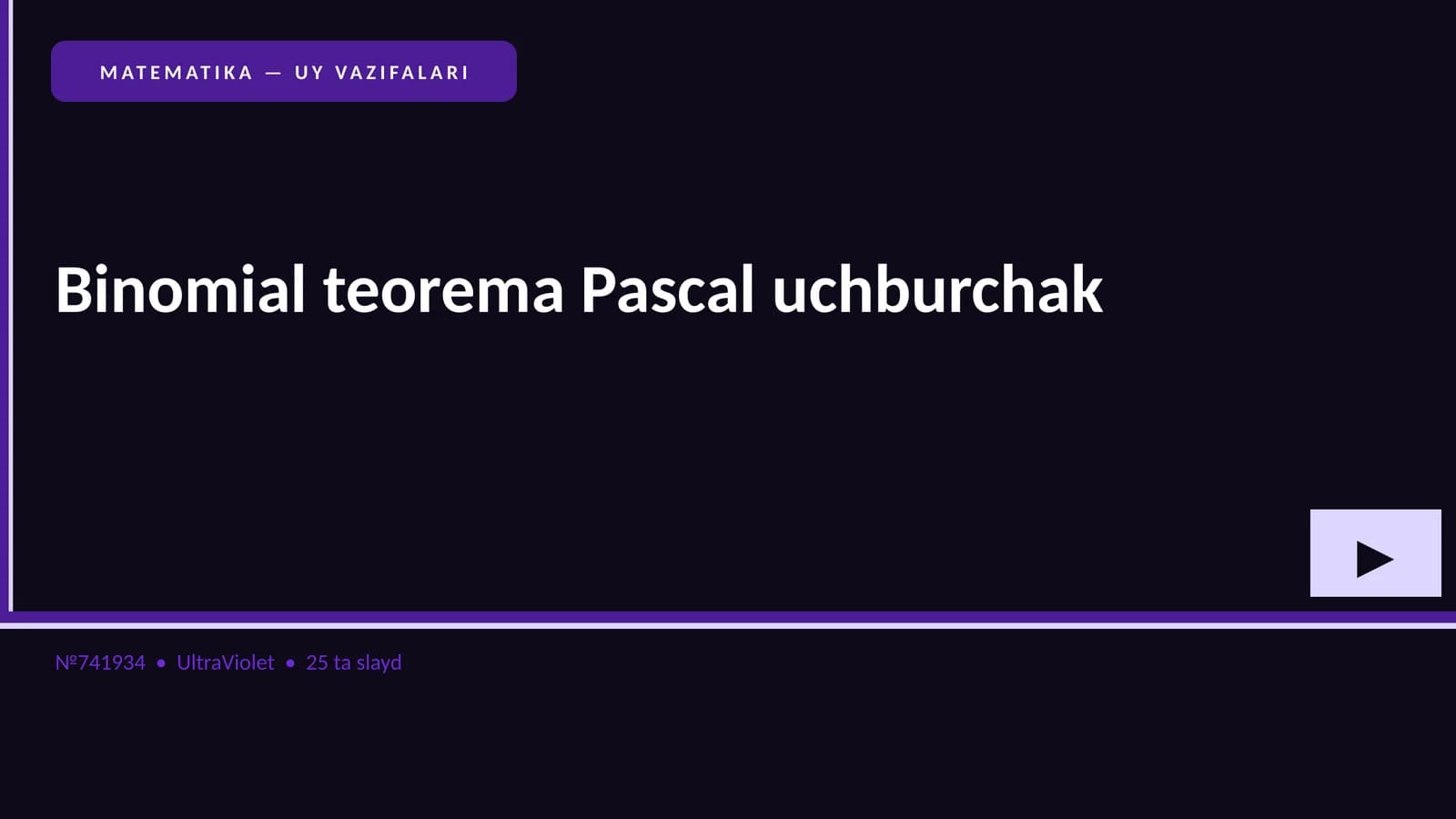 Binomial teorema Pascal uchburchak