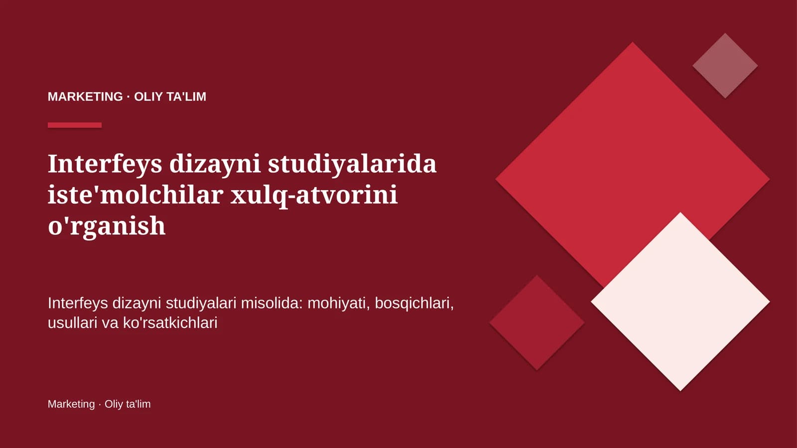 Interfeys dizayni studiyalarida iste'molchilar xulq-atvorini o'rganish