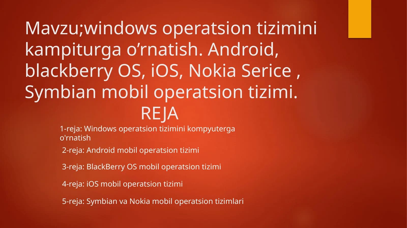 windows operatsion tizimini kampyuterga o’rnatish