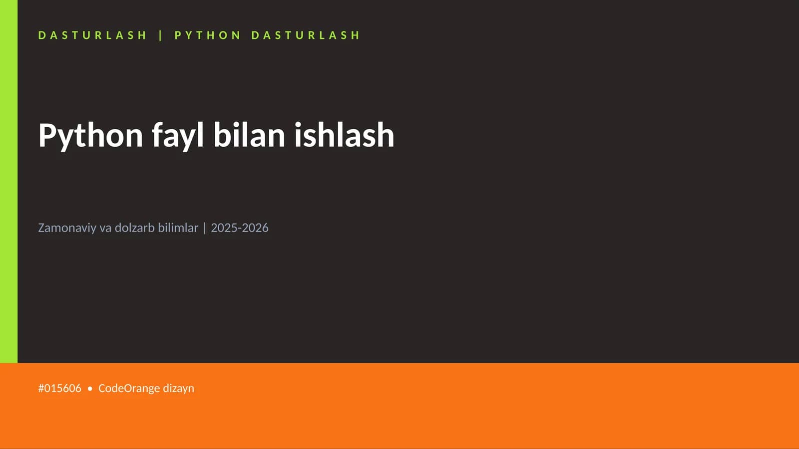 DASTURLASH | PYTHON DASTURLASH