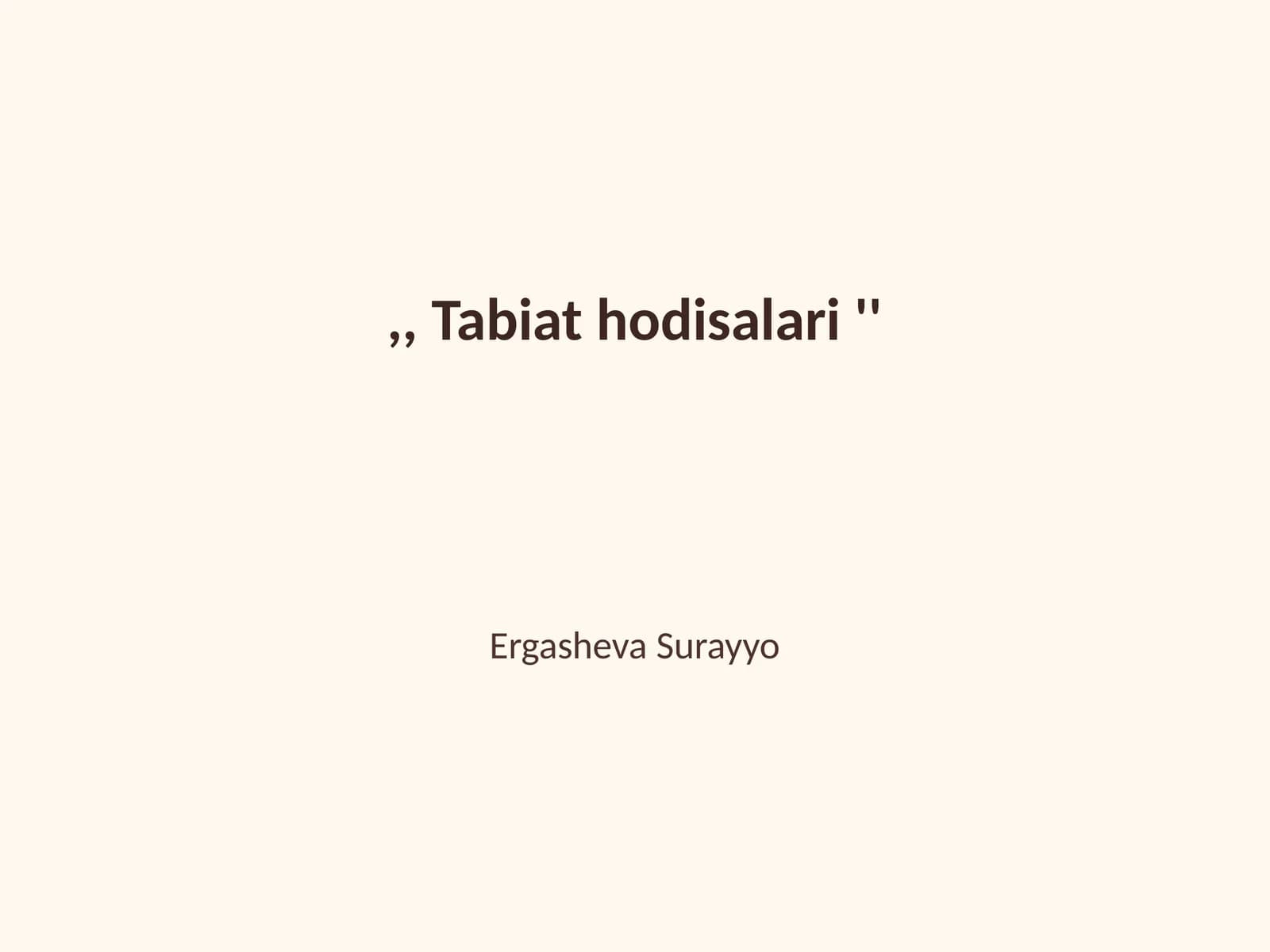 Tabiat hodisalari