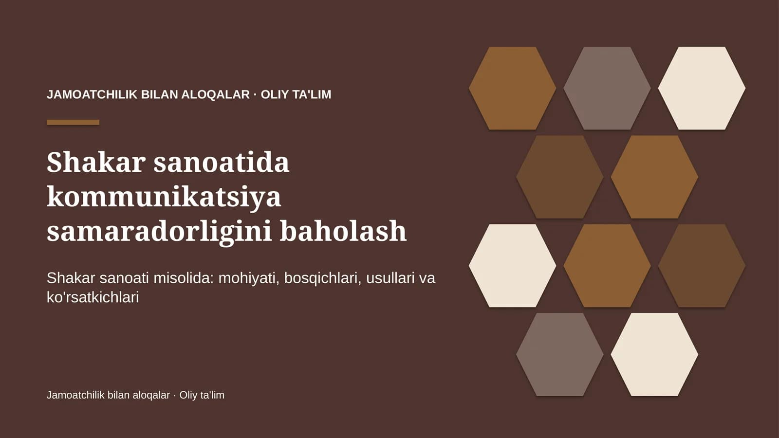 Shakar sanoatida kommunikatsiya samaradorligini baholash