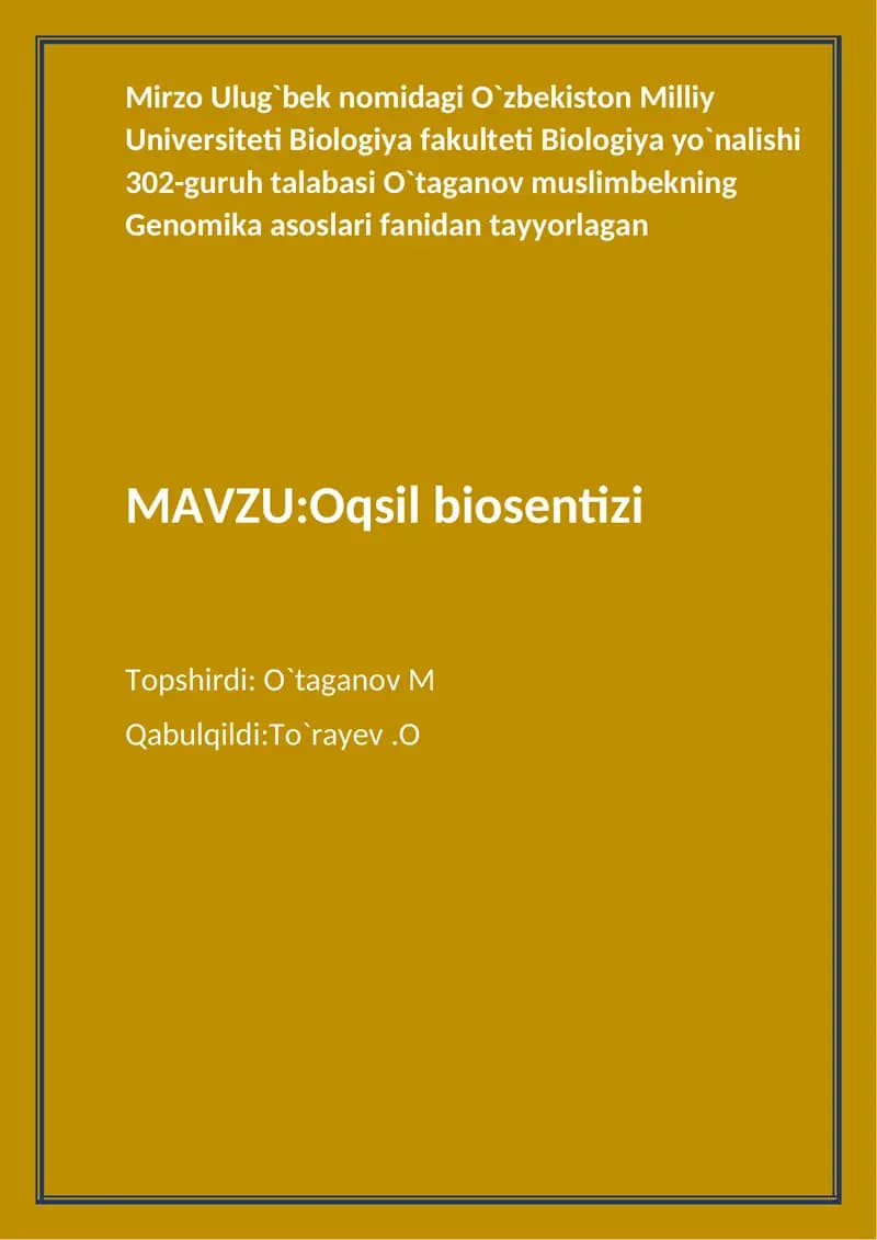 O`qsil biosentizi