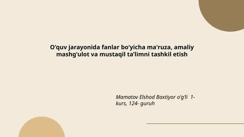 Ma'ruzalar Tashkiliyot