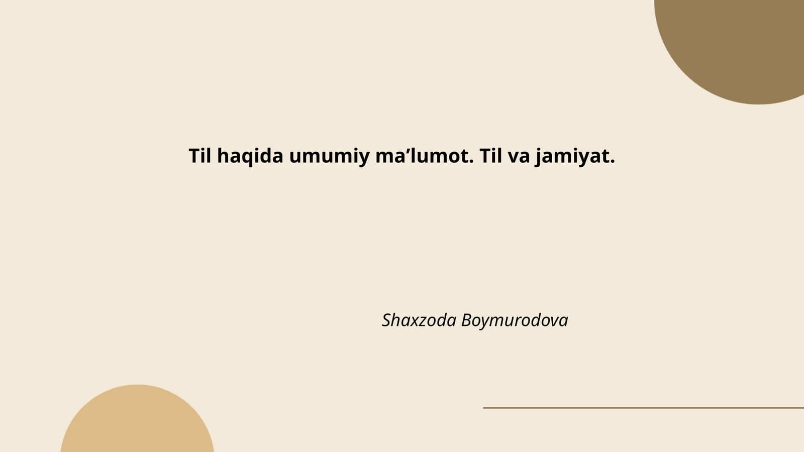 Til haqida umumiy maʼlumot