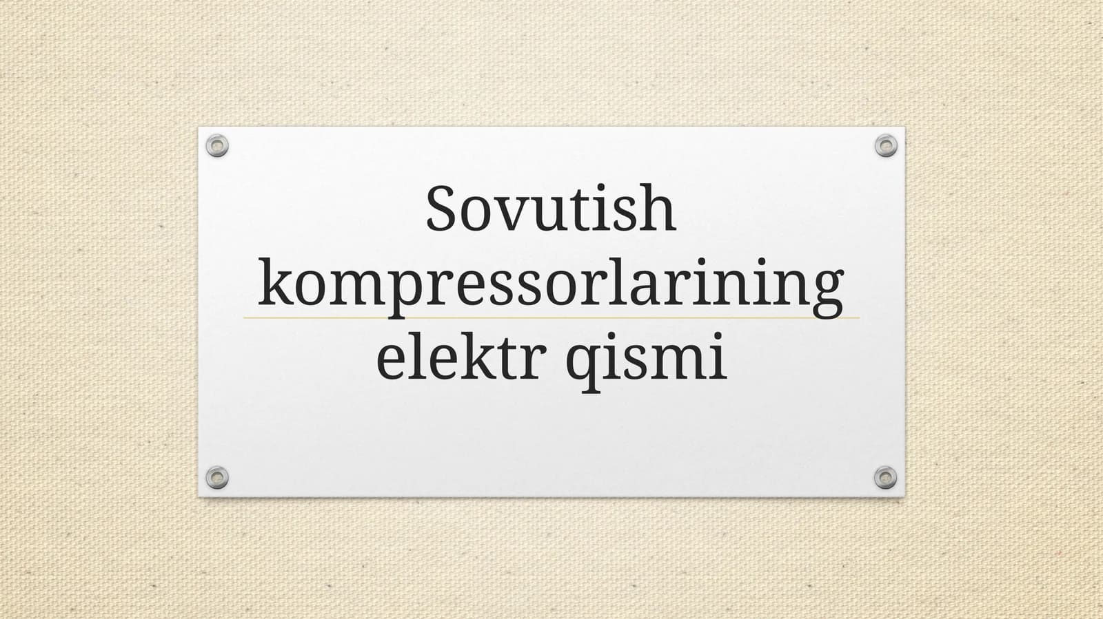 Sovutish kompressorlarining elektr qismi
