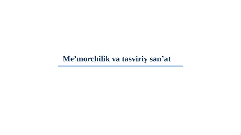 Me’morchilik va tasviriy san’at