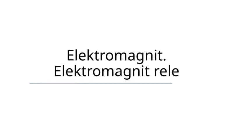 Elektromagnit. Elektromagnit rele