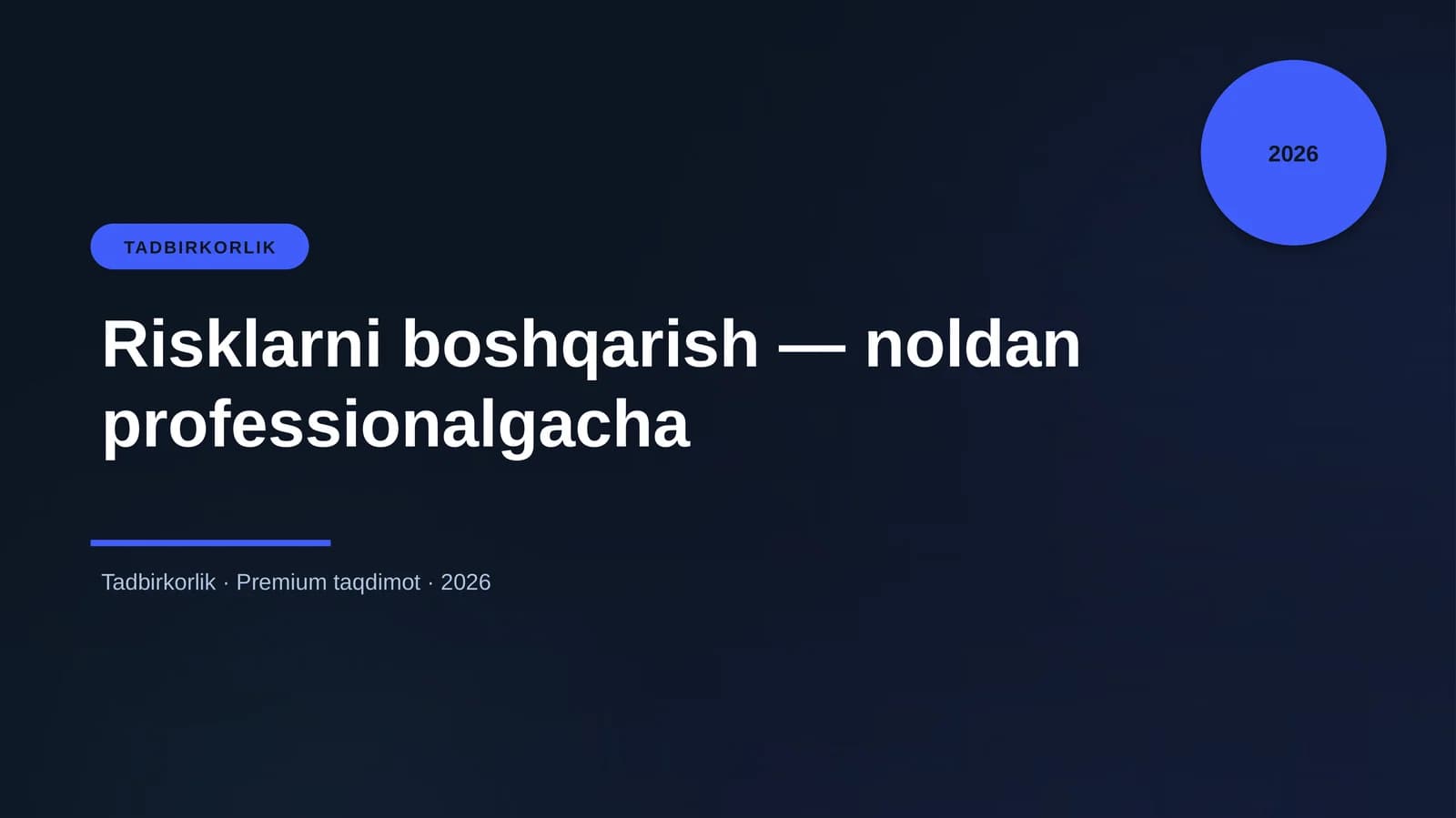 Risklarni boshqarish — noldan professionalgacha