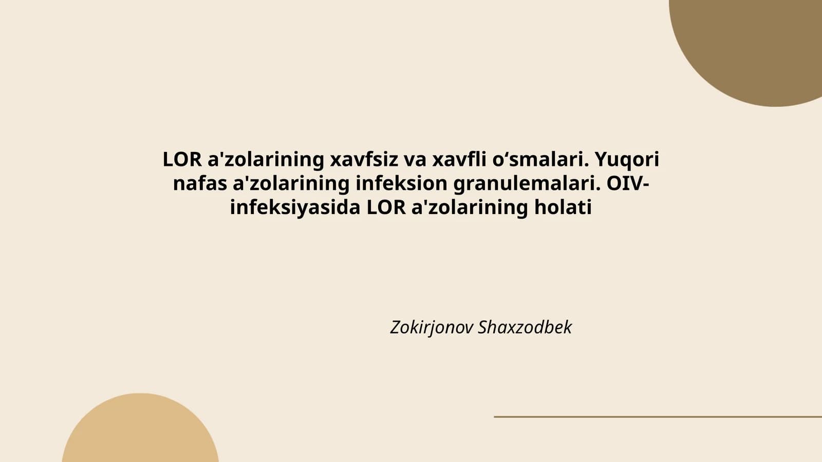 LOR a'zolarining xavfsiz va xavfli oʻsmalari