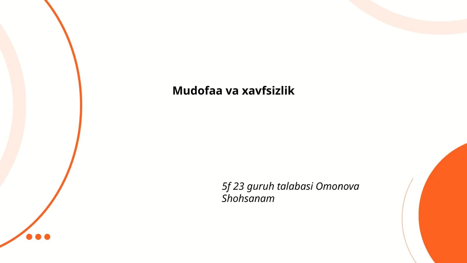 Mudofaa va xavfsizlik