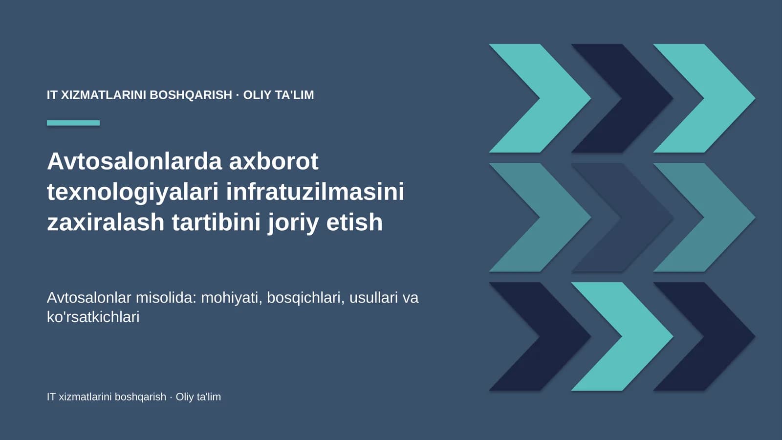 IT XIZMATLARINI BOSHQARISH · OLIY TA'LIM