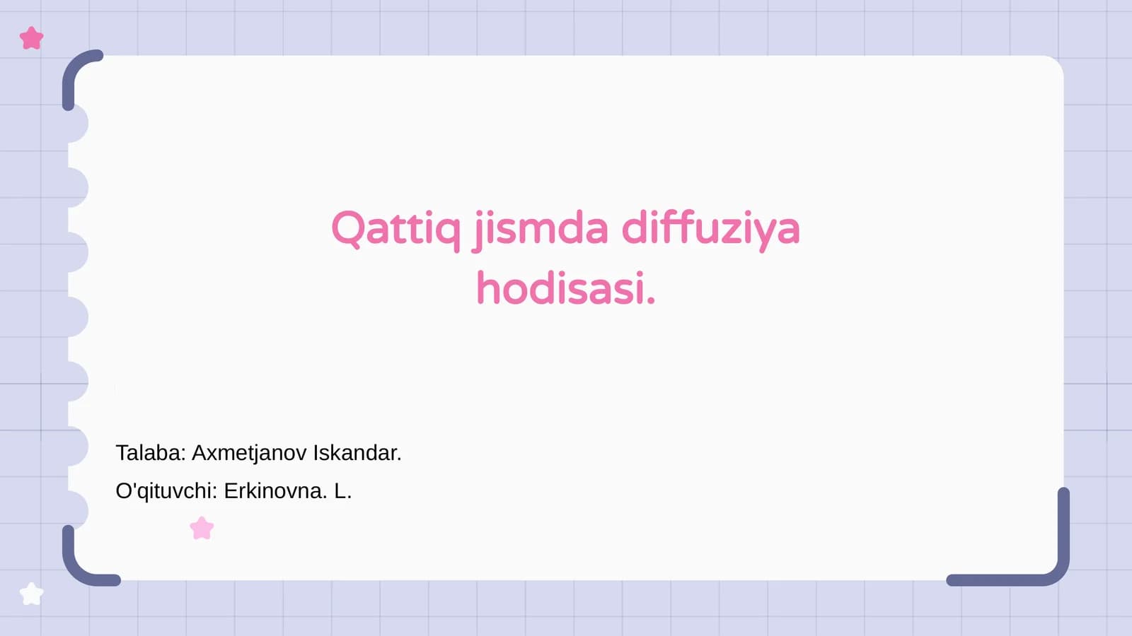 Qattiq jismda diffuziya hodisasi