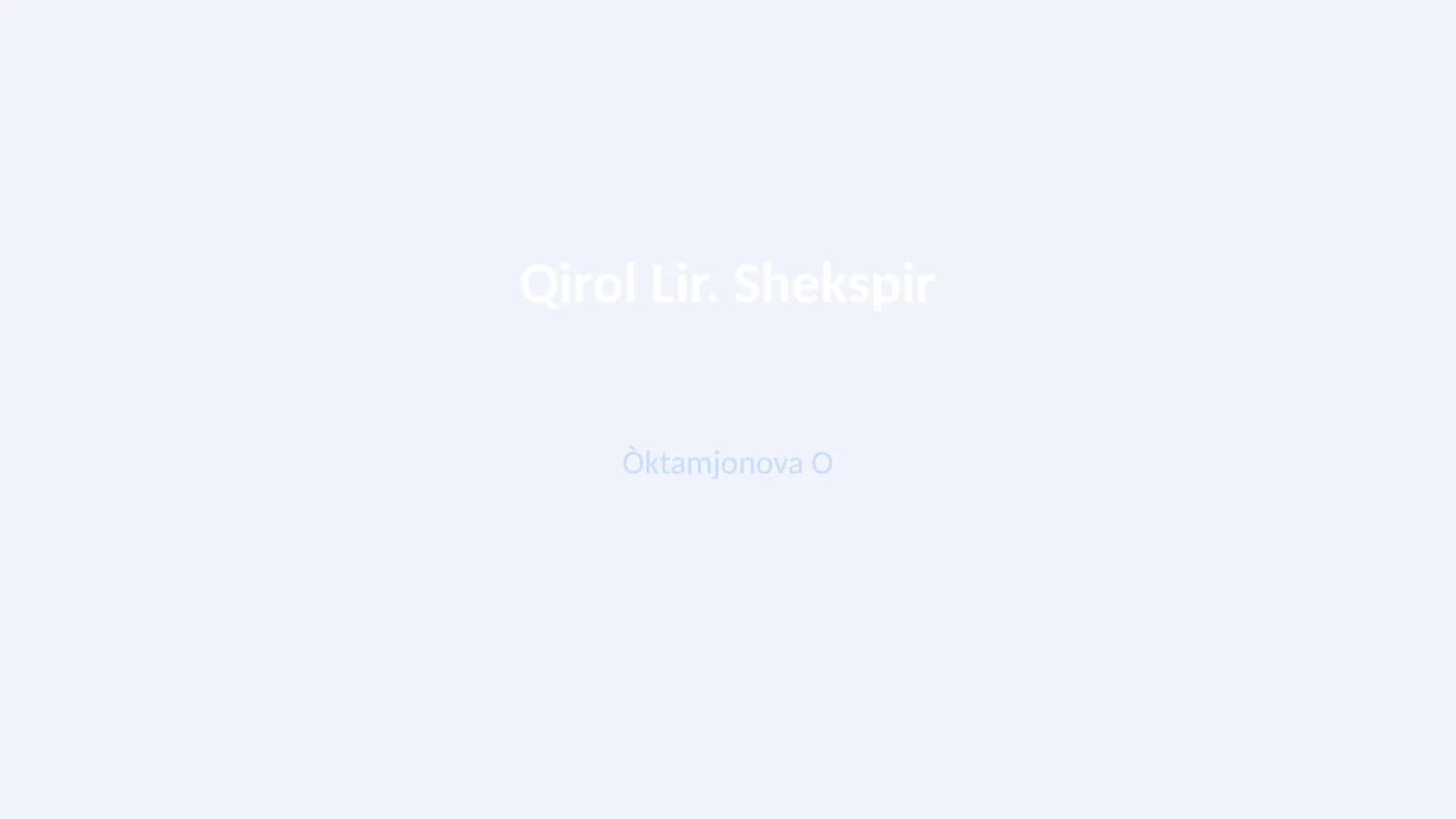 Qirol Lir. Shekspir