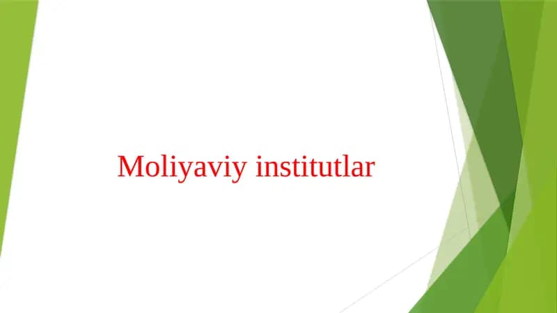 Moliyaviy institutlar