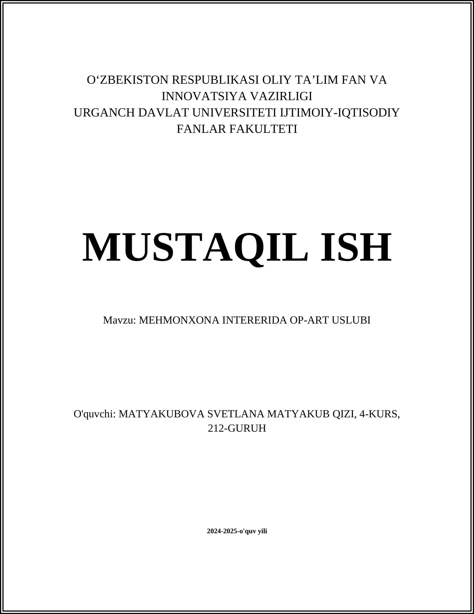 MEHMONXONA INTERERIDA OP-ART USLUBI