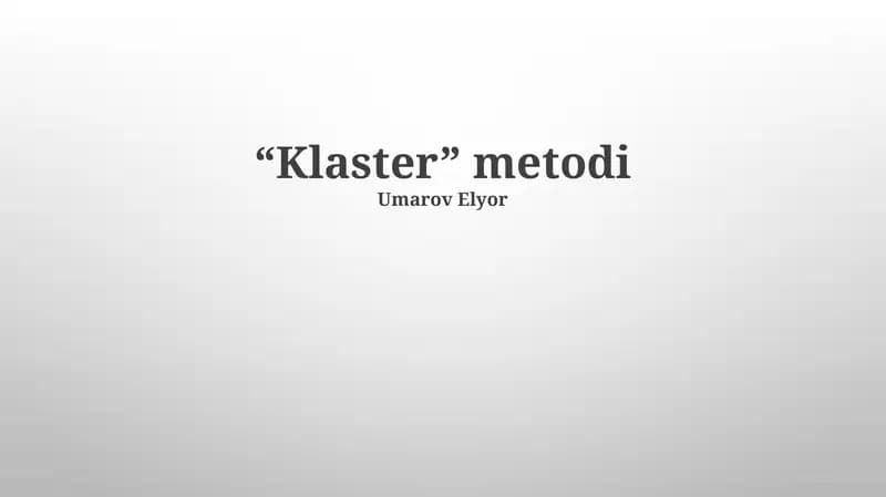 Klasterlash Usullari