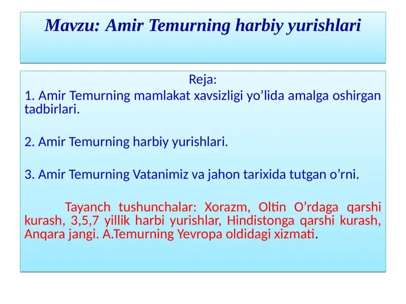 Amir Temurning Harbiy Yurishlari