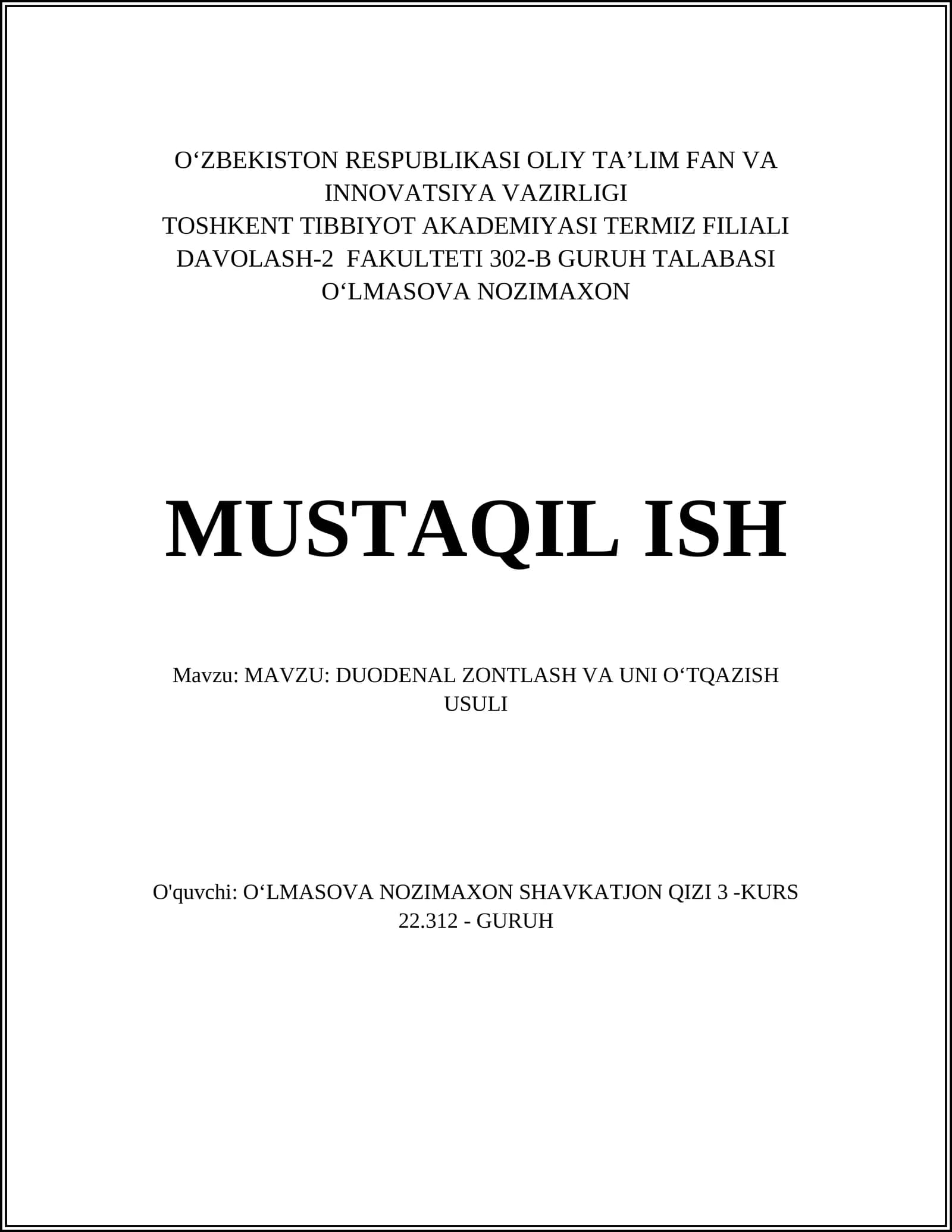 Duodenal zonalash