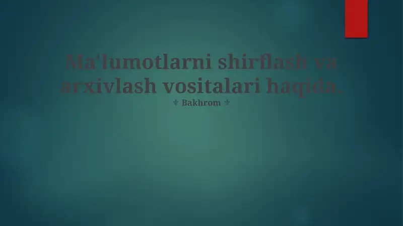 Ma'lumotlarni shirflash va arxivlash vositalari haqida