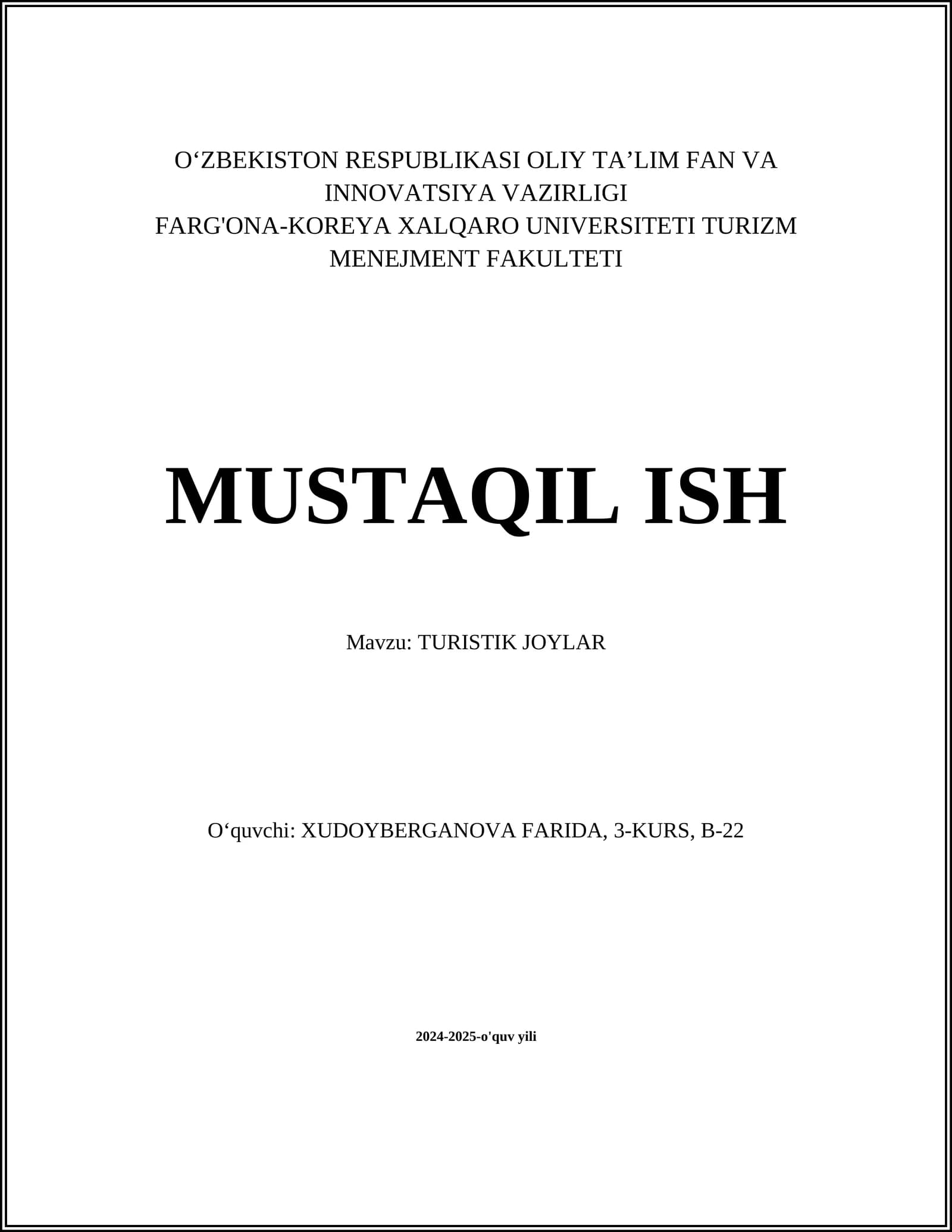 TURISTIK JOYLAR