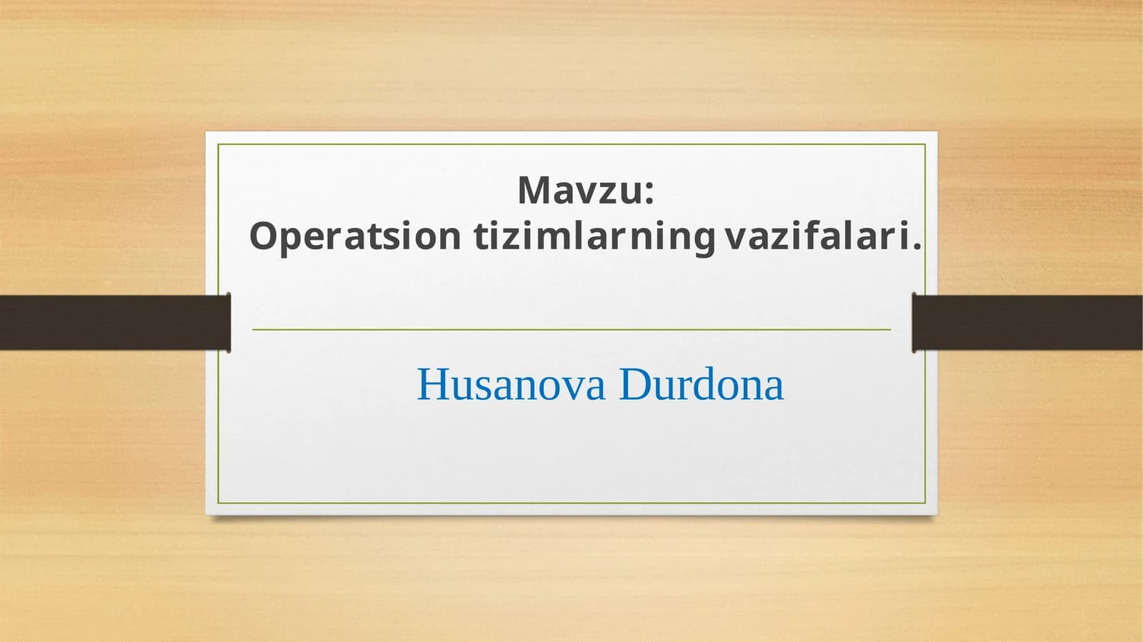 Operatsion tizimning vazifalari